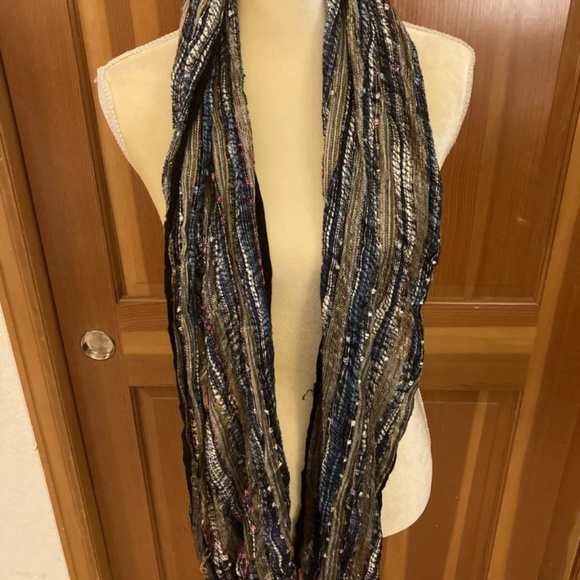 Chloe Multicolored Metallic Fringed Crochet Scarf - Picture 5 of 7